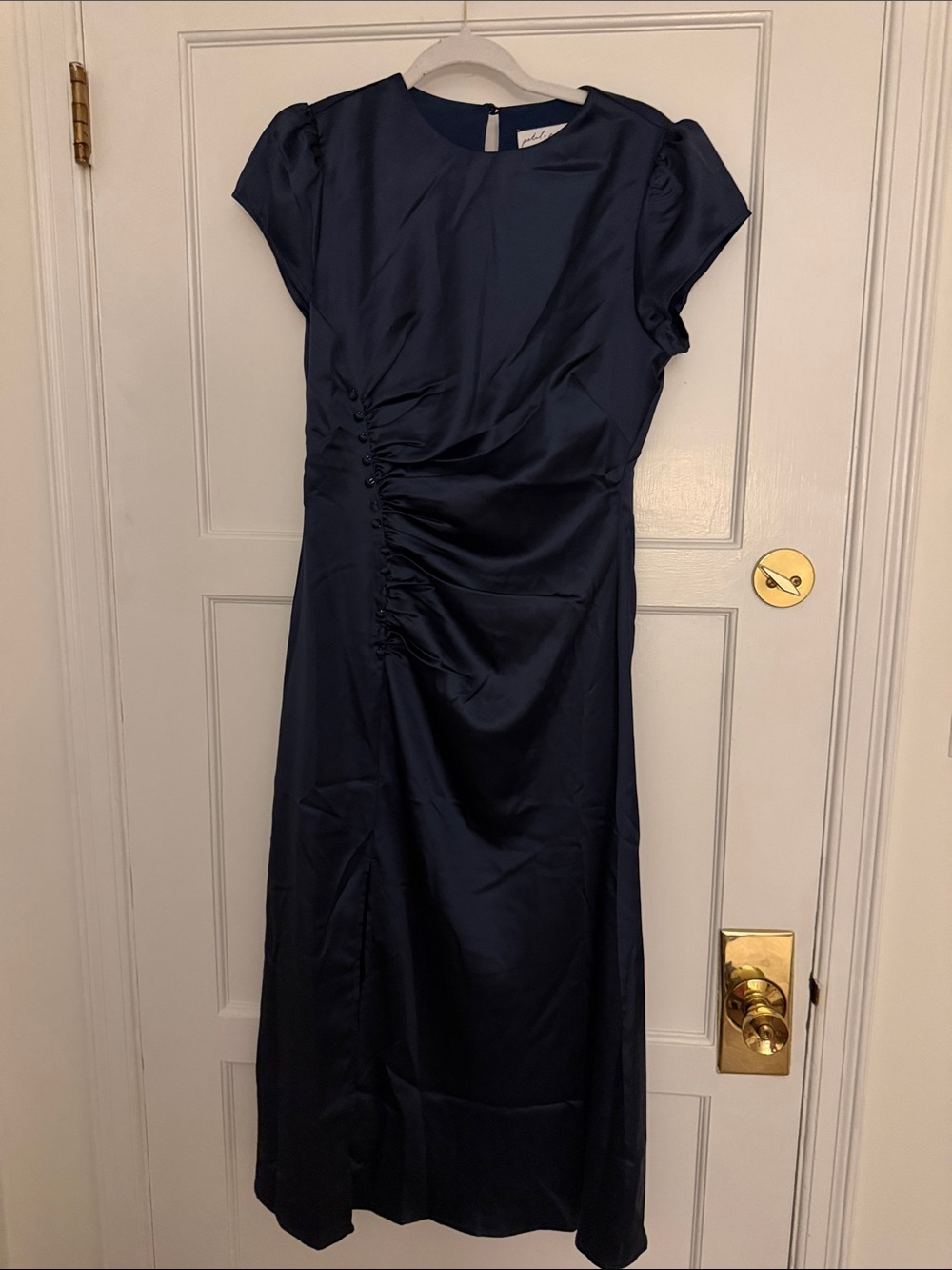 Petal & Pup Midnight Navy Ruched Midi Dress